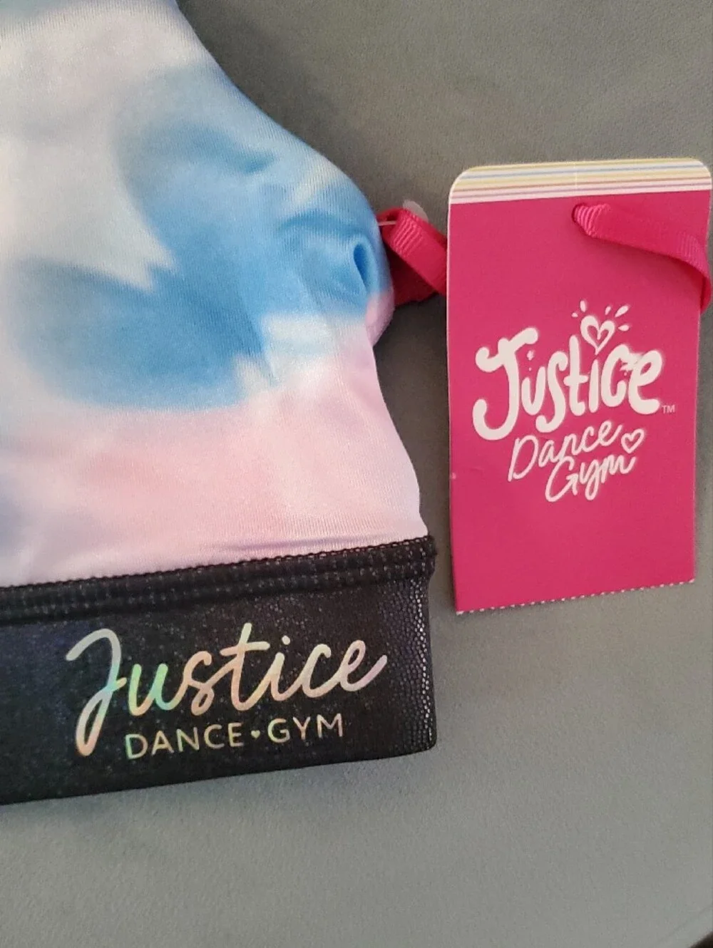 Justice Girls' Pastel Tie-Dye Sports Bra in Blue and Pink